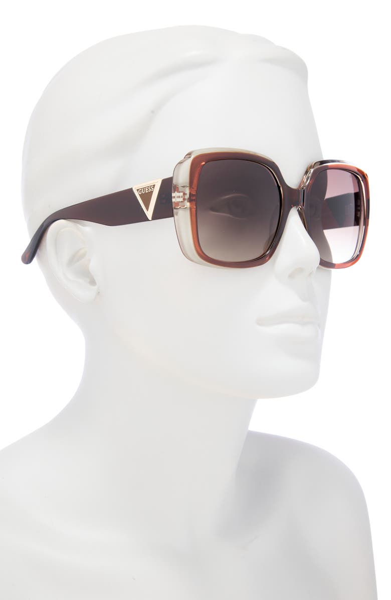 GUESS 55mm Square Sunglasses, Alternate, color, Dark Brown / Gradient Brown