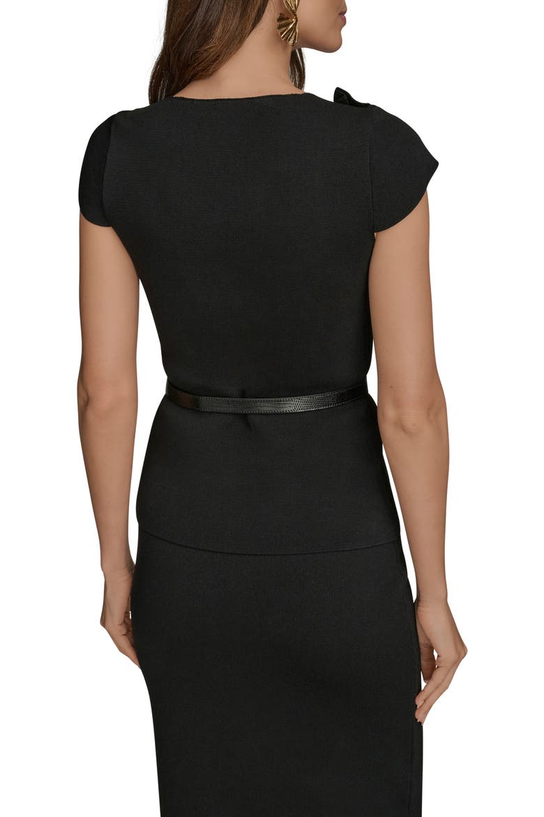 Belted Asymmetric Sweater, Alternate, color, BLACK