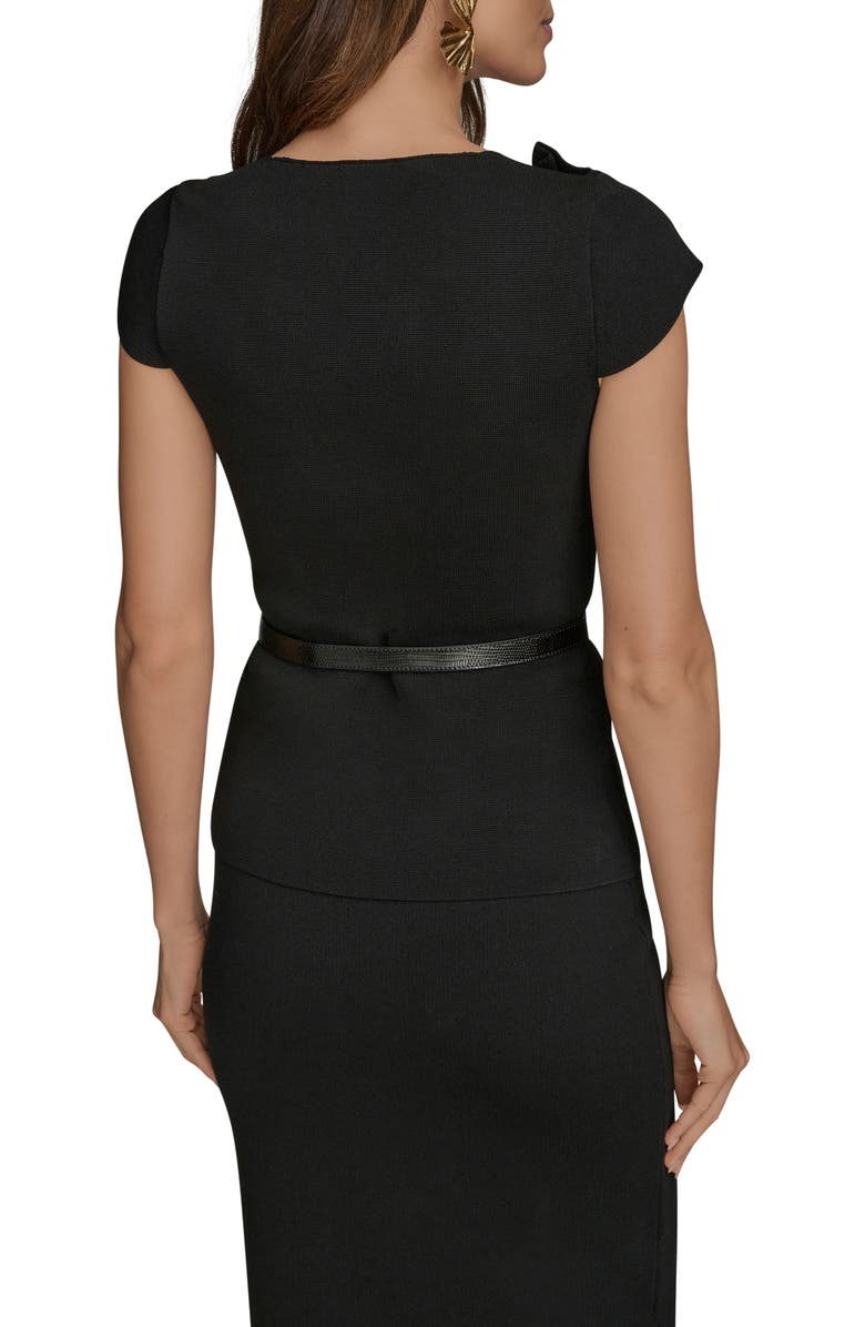 Donna Karan New York Belted Asymmetric Sweater, Alternate, color, Black