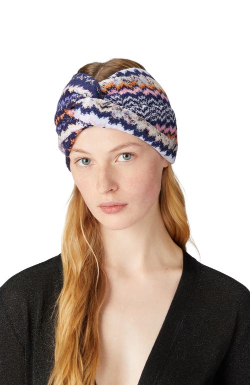 Missoni Wool And Viscose Headband In Blue