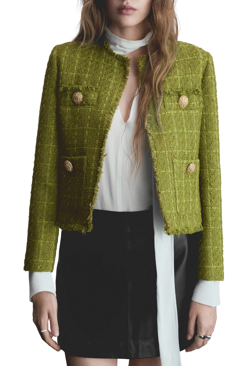 MANGO Textured Button Tweed Jacket, Main, color,