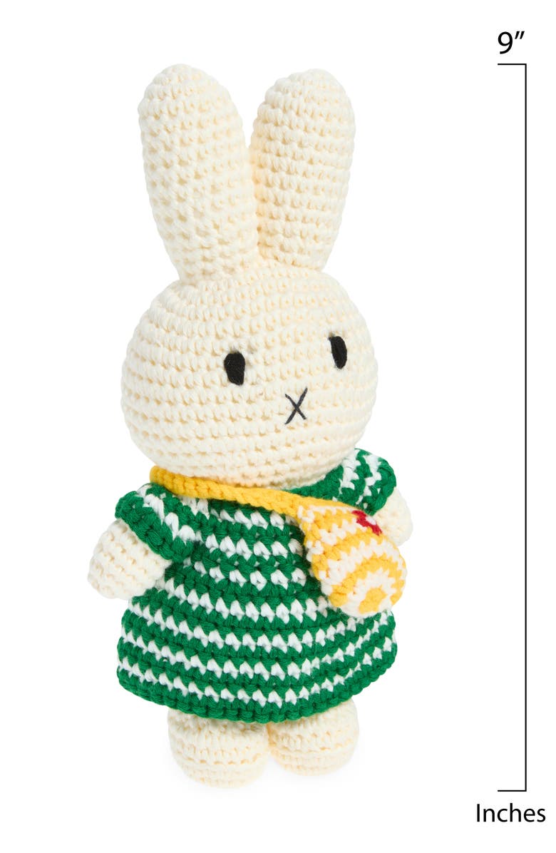 Just Dutch Miffy & Her Stripe Dress & Bag Crocheted Stuffed Animal, Alternate, color, Green