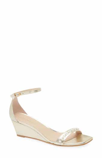 Stuart Weitzman Nudist Curve Faux Pearl Demi Curve Wedge Sandal