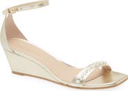 Stuart Weitzman Nudist Curve Faux Pearl Demi Curve Wedge Sandal