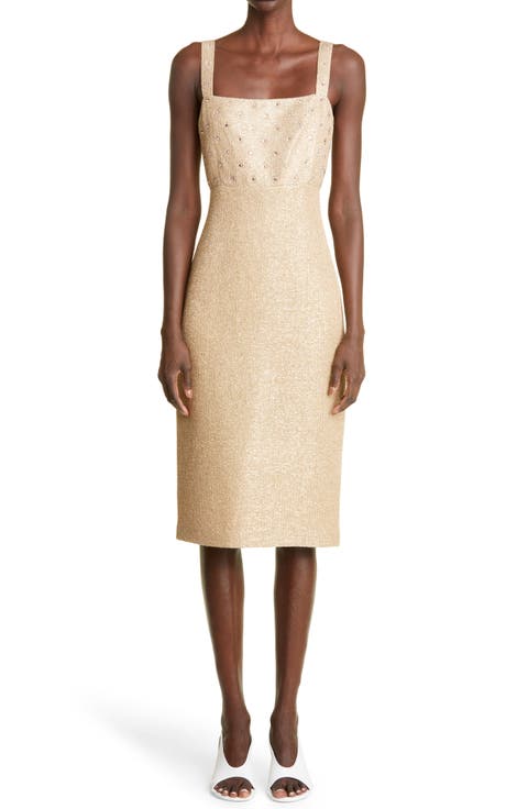 Crystal Embellished Metallic Knit Dress