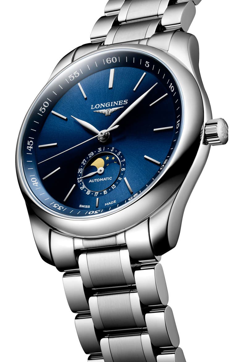 Master Automatic Bracelet Watch, 40mm, Alternate, color, SILVER/ BLUE