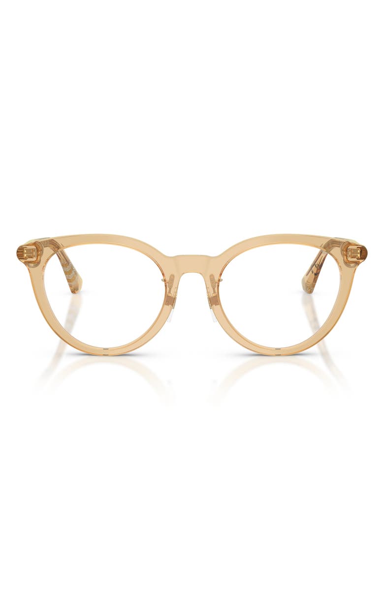 Burberry 50mm Round Optical Glasses, Main, color, Beige / Demo Lens