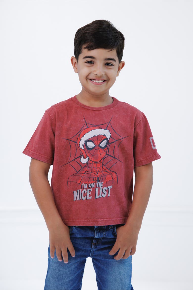 Cotton Short Sleeve Graphic T-shirt, Alternate, color, Mineral Red Spiderman