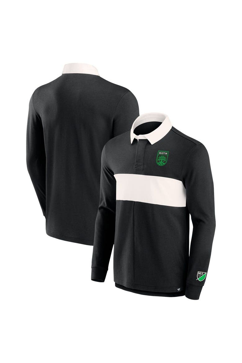 Men's Fanatics Branded Black Austin FC Penalty Kick Long Sleeve Polo, Main, color, Black
