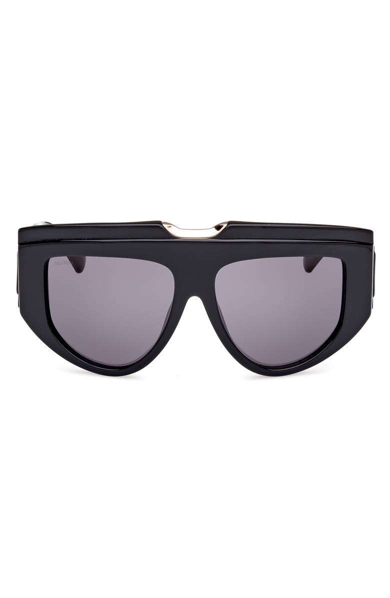 Max Mara 57mm Shield Sunglasses, Main, color, Shiny Black / Smoke