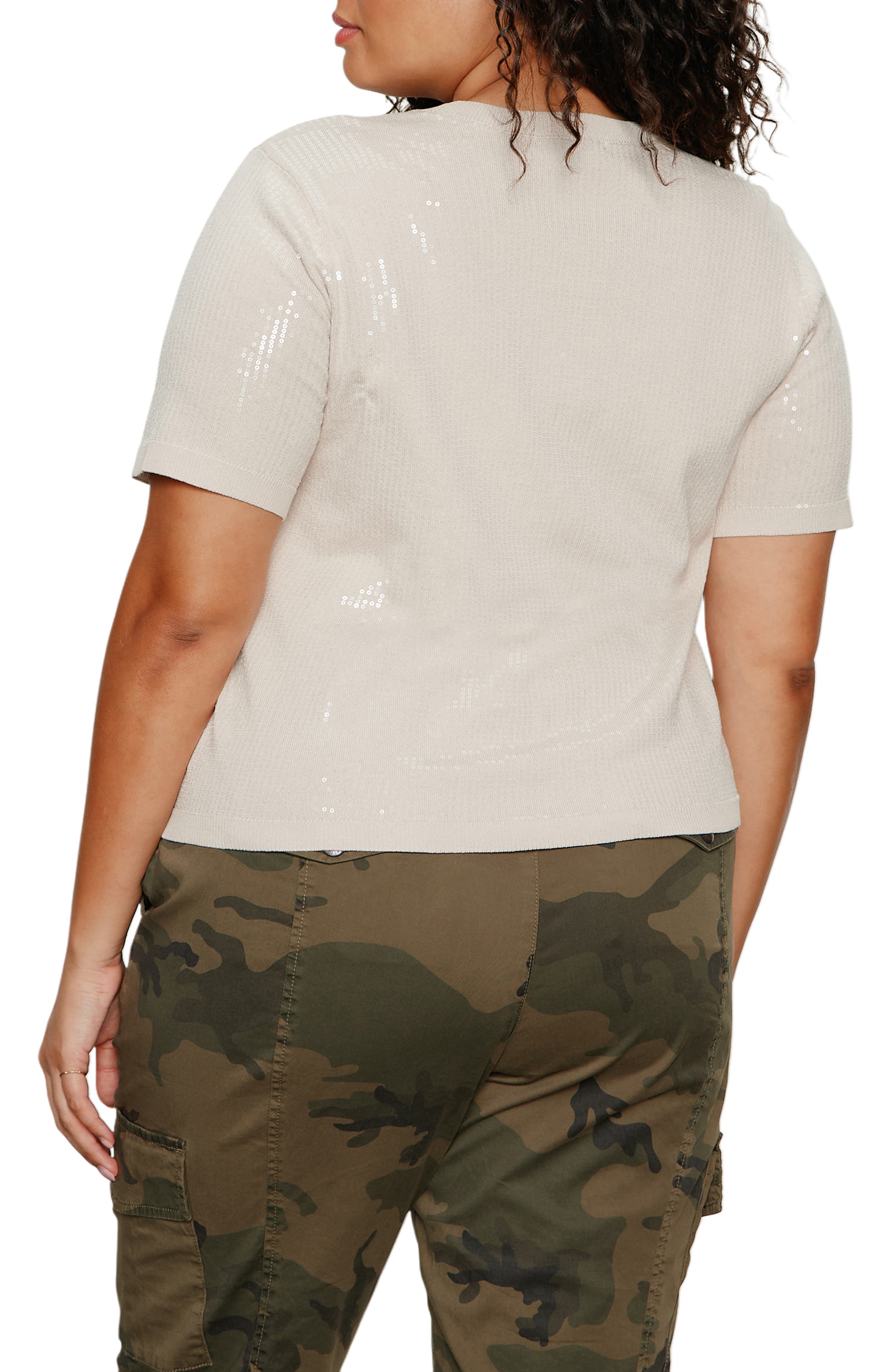 Sparkle Short Sleeve Sequin Sweater - image 2
