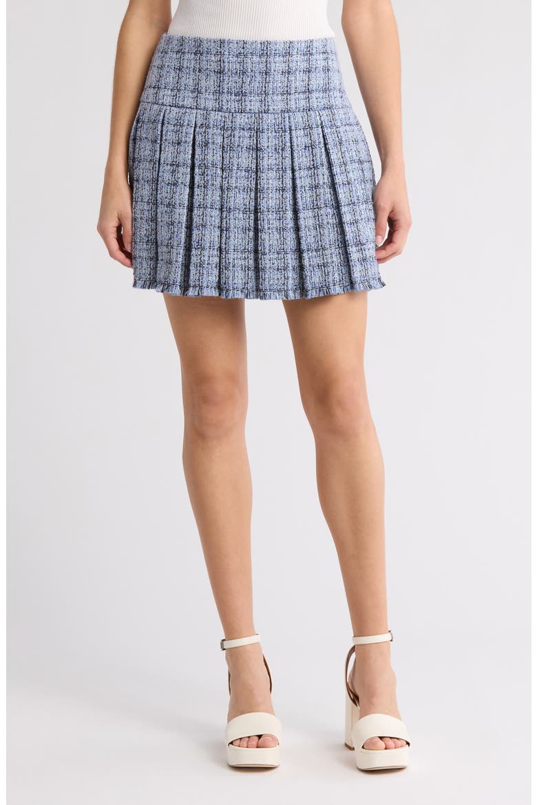 Emilie Tweed Box Pleat Miniskirt, Main, color, BLUE MULTI