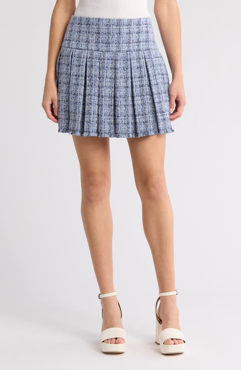 Emilie Tweed Box Pleat Miniskirt