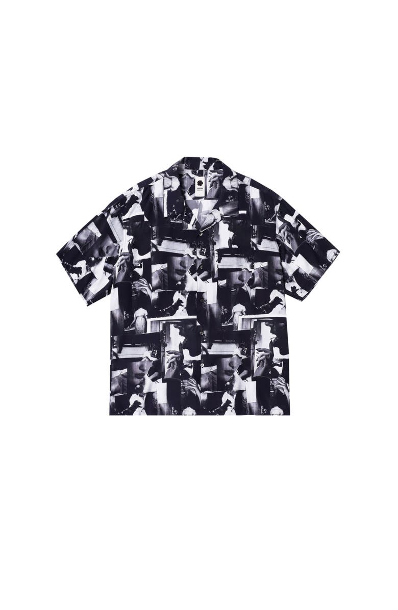 vowels Printed Still Shirt, Main, color, Black