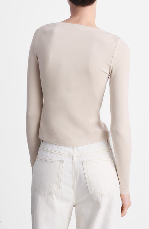 Shop Mango Murmi Long Sleeve Cotton Boat Neck T-shirt In Light/pastel Grey