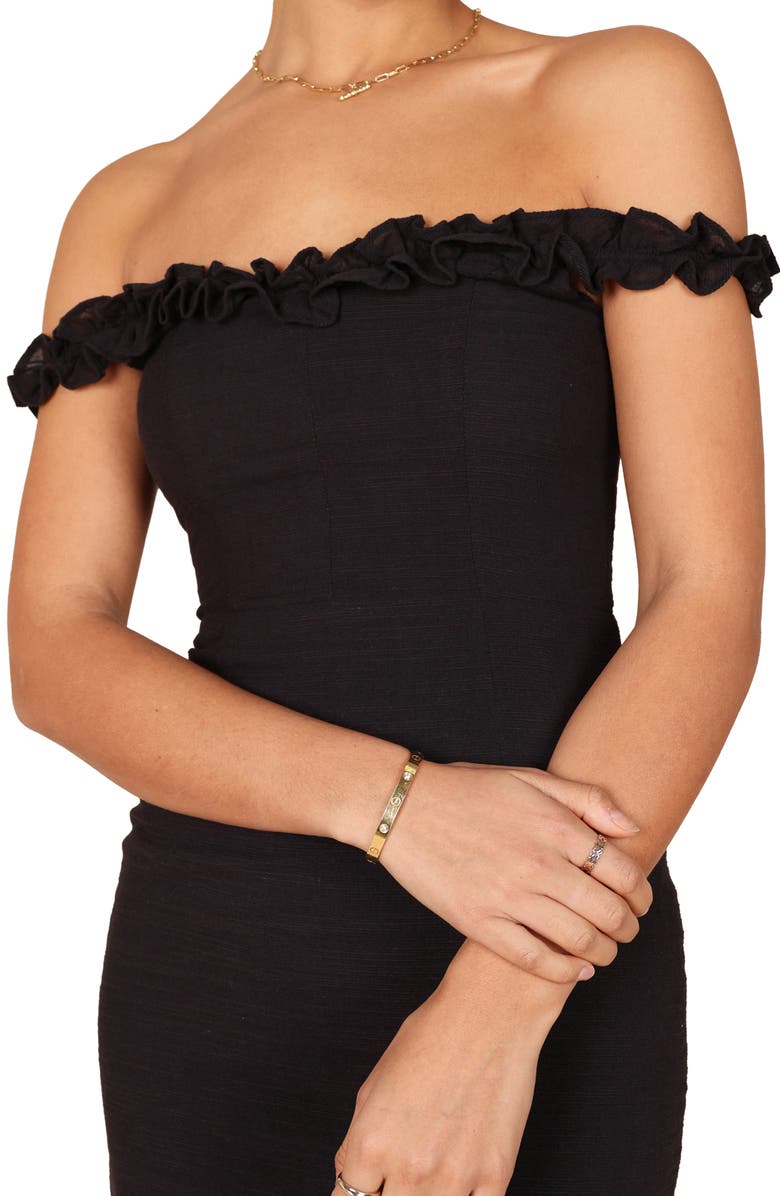 Petal & Pup Florez Off the Shoulder Dress, Alternate, color, Black