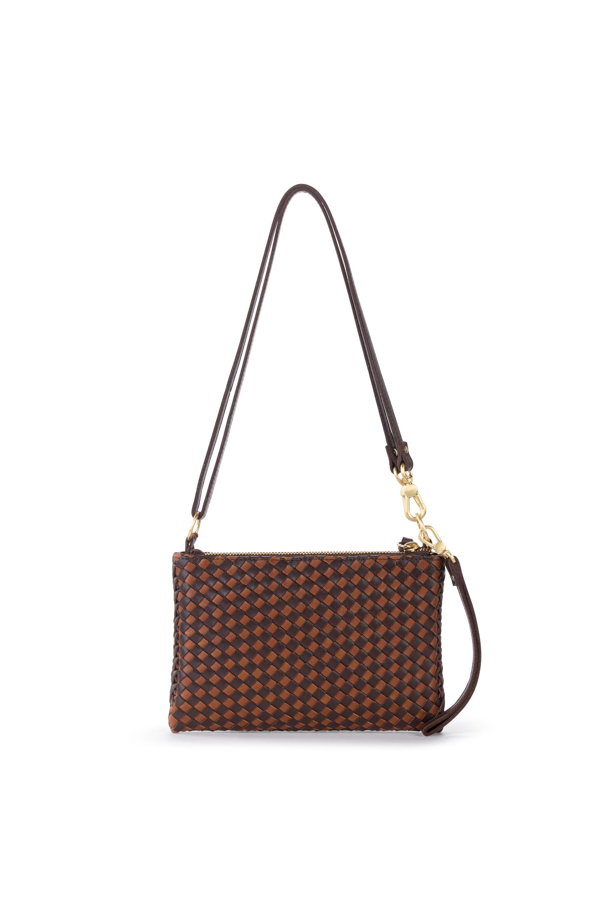 The Sak Vita Hand Woven Leather Crossbody Wristlet, Alternate, color, Mahogany Cognac Woven