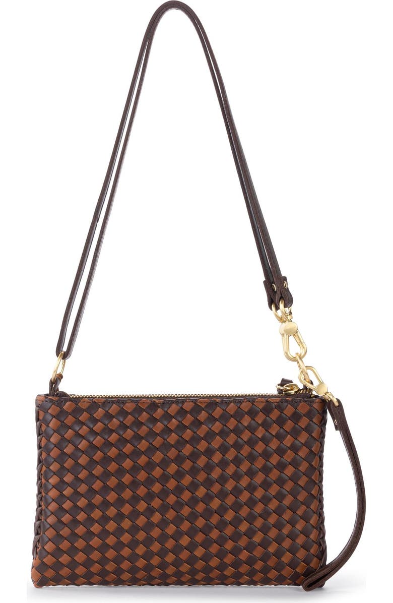 The Sak Vita Hand Woven Leather Crossbody Wristlet, Alternate, color, Mahogany Cognac Woven