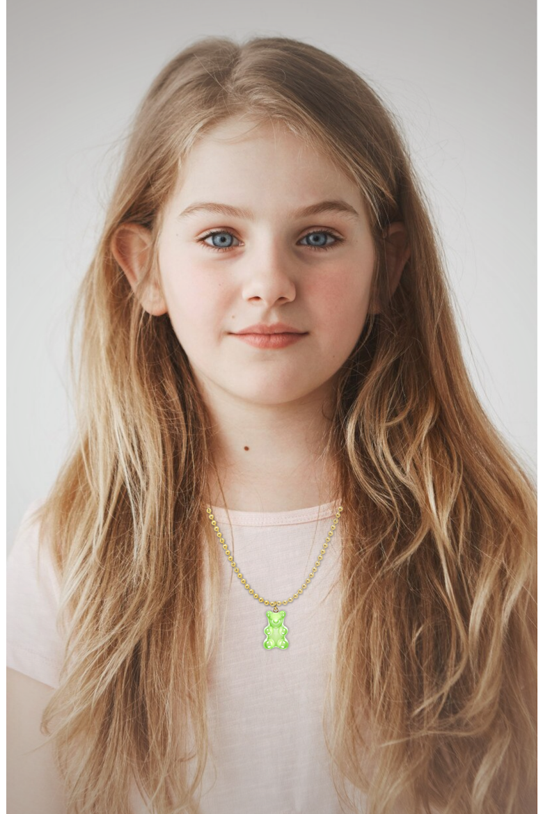 Gummy Bear Charm Necklace in Gift Bottle, Alternate, color, Green