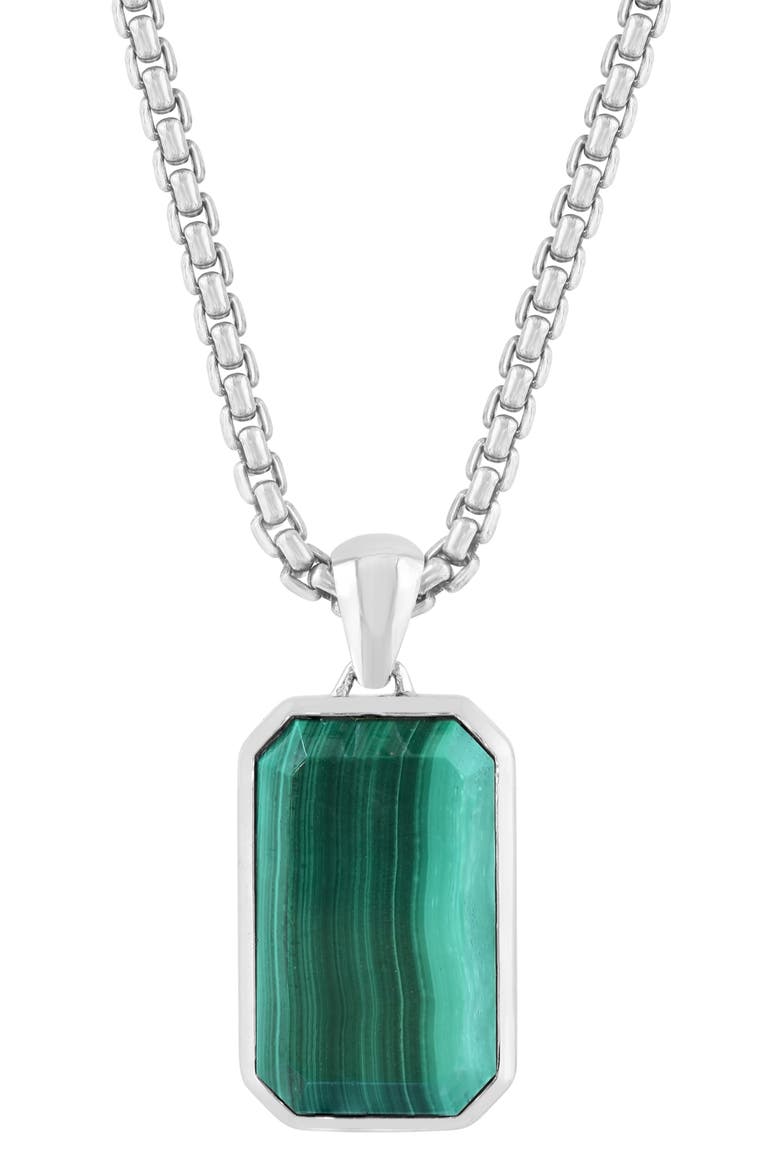 Men's Sterling Silver Malachite Pendant Necklace, Main, color, GREEN