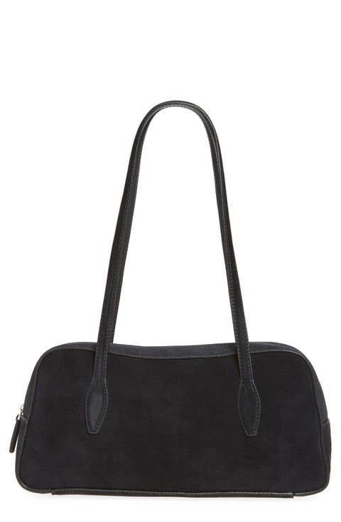 The Top Zip Suede Shoulder Bag