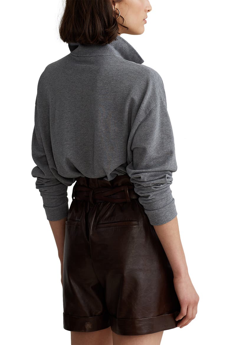 Long Sleeve Mesh Polo, Alternate, color, BOULDER GREY HEATHER