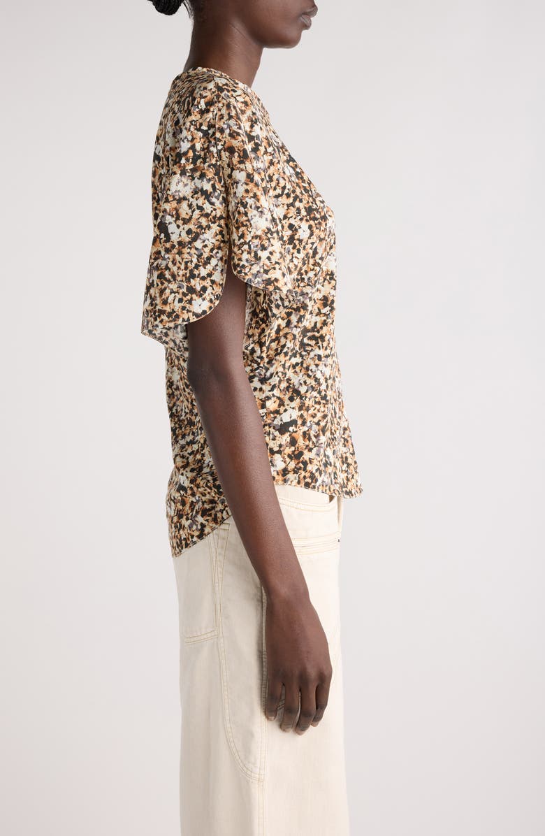 Isabel Marant Karlita Split Sleeve Stretch Silk Top, Alternate, color, Ochre/ Ecru