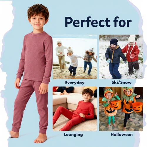 City Threads Boys Soft & Cozy Thermal Long Johns 2-piece Set In Pink