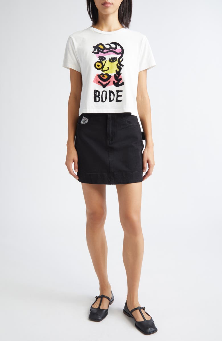 Bode Visage Cotton Graphic T-Shirt, Alternate, color, Cream