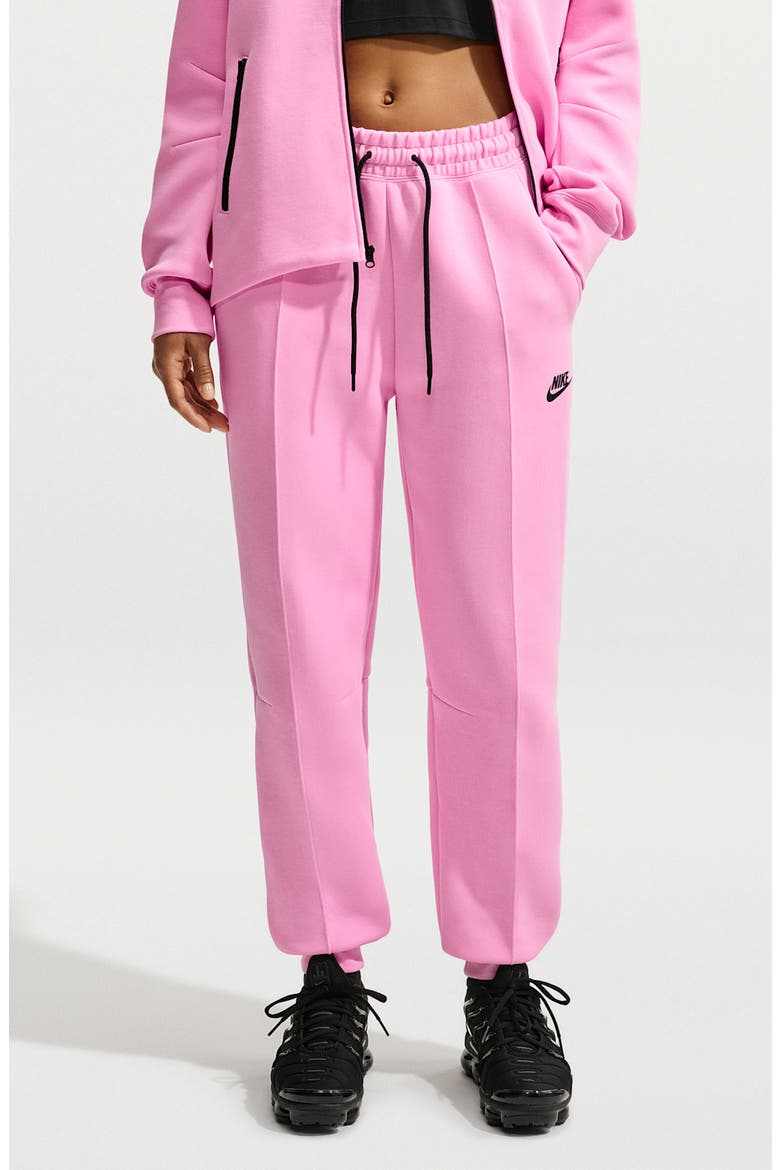 Sportswear Tech Fleece Mid-Rise Joggers, Main, color, PINK RISE/ BLACK