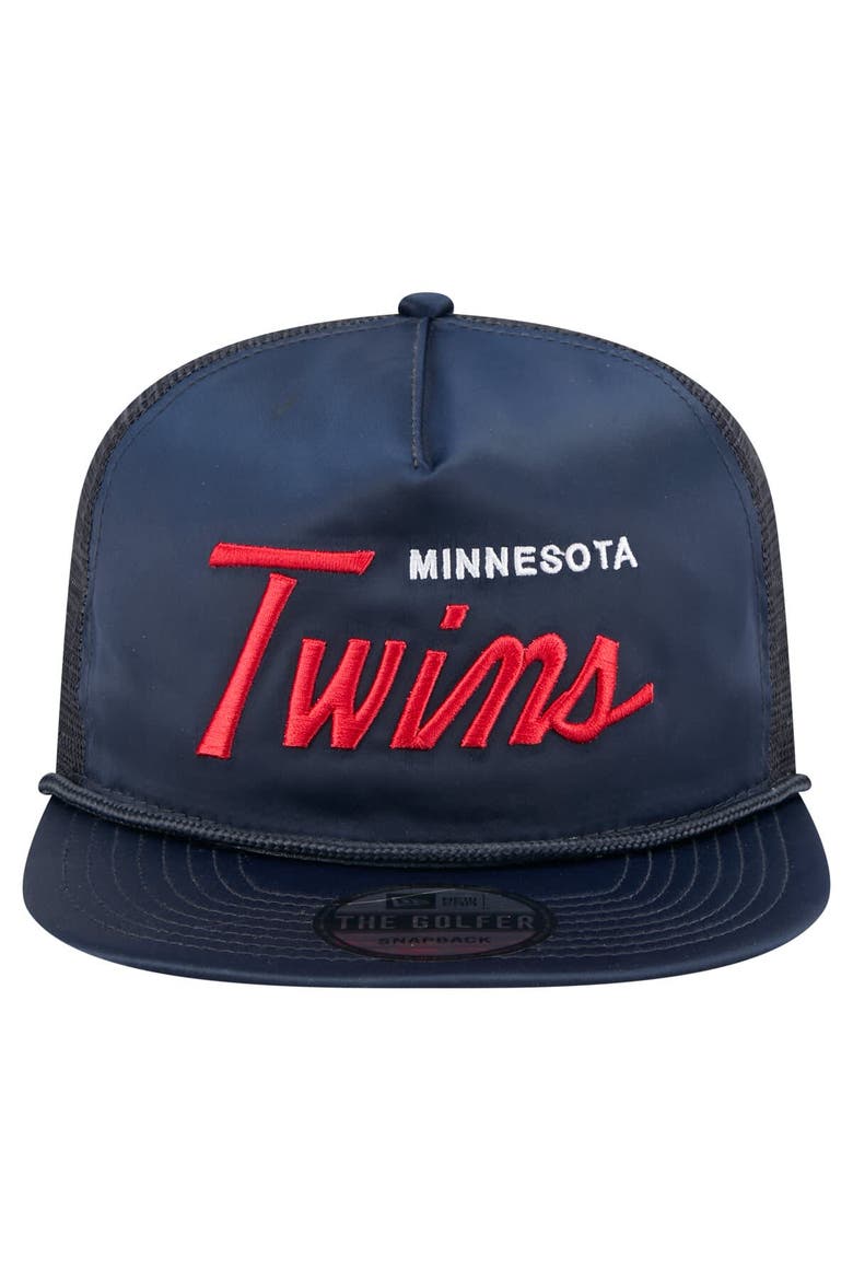 Men's New Era Navy Minnesota Twins Retro Satin Script Golfer Adjustable Hat, Alternate, color, Navy