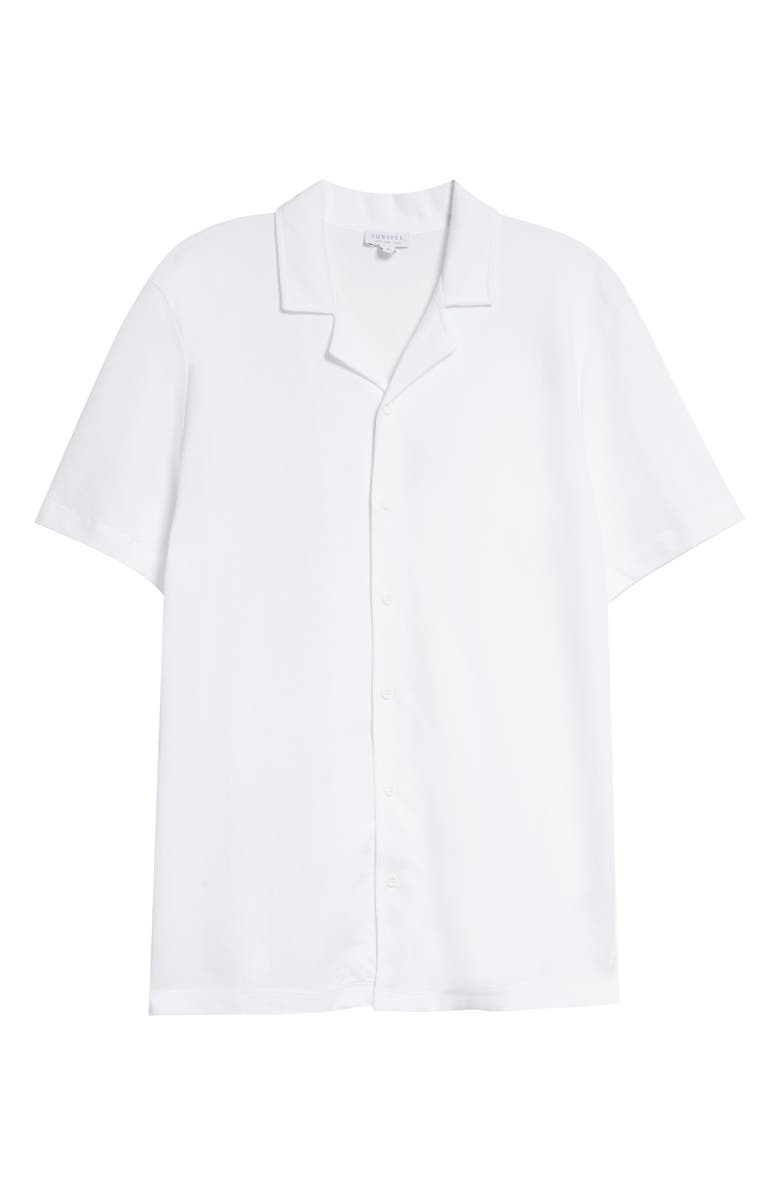 Sunspel Men's Riviera Cotton Button-Up Shirt, Alternate, color, White