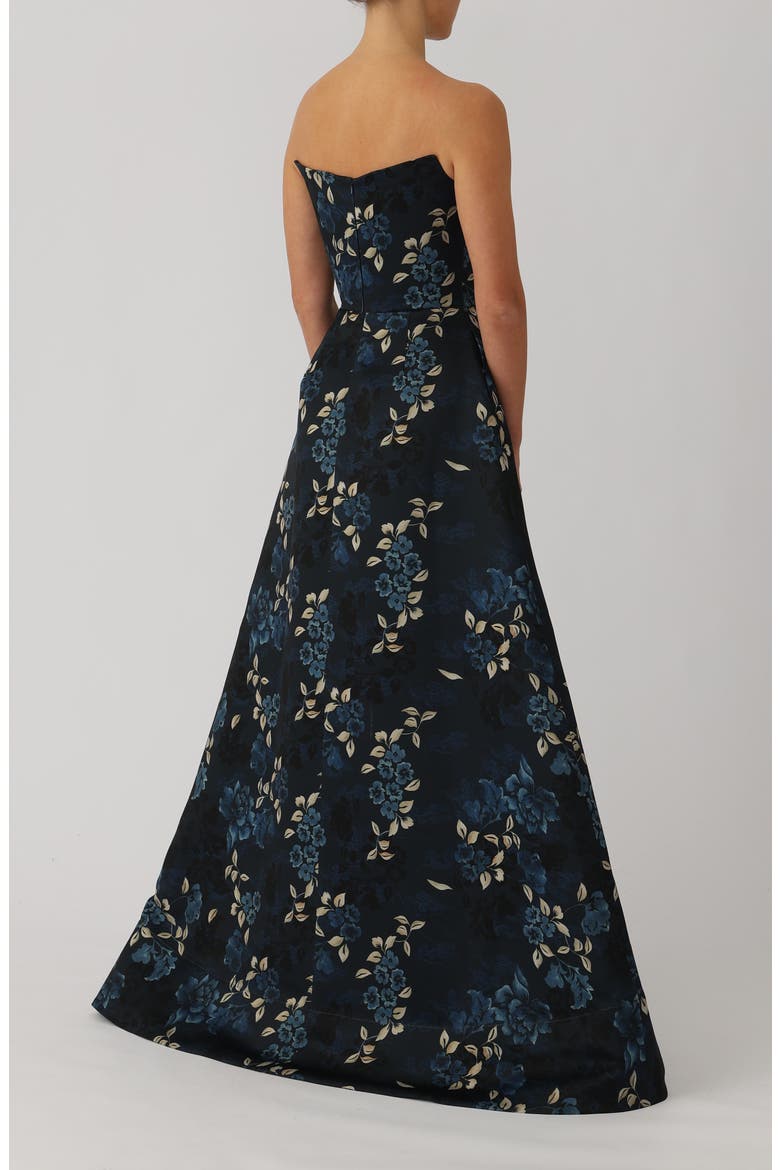 Anika Pleated Strapless Satin Ballgown, Alternate, color, MIDNIGHT BLUE