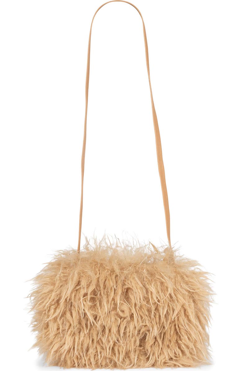 Jeffrey Campbell Bestowed Faux Fur Shoulder Bag, Main, color, Wheat