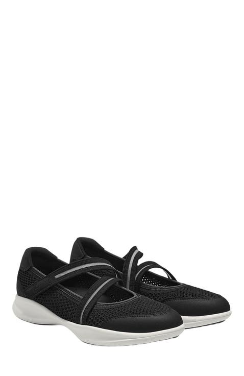 Round-Toe Mesh Mary-Jane Sneaker Flats (Isabeli)