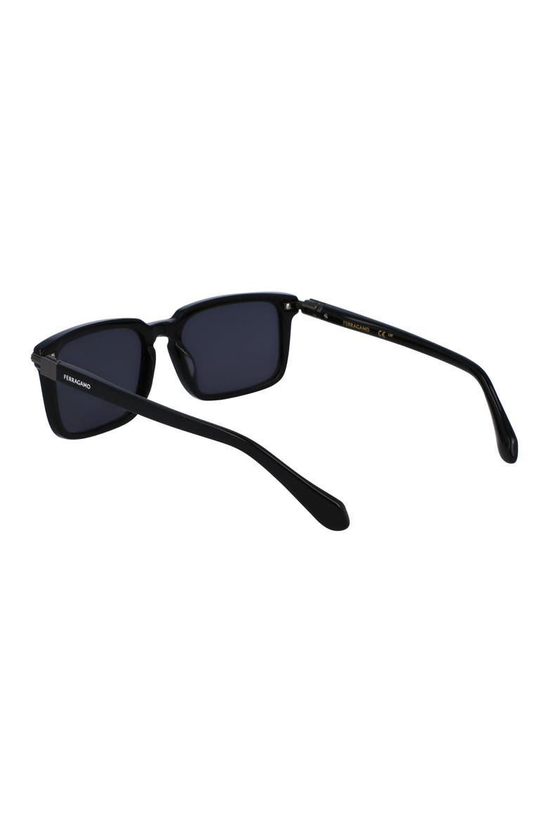 Gancini Evolution 56mm Rectangular Sunglasses, Alternate, color, BLACK