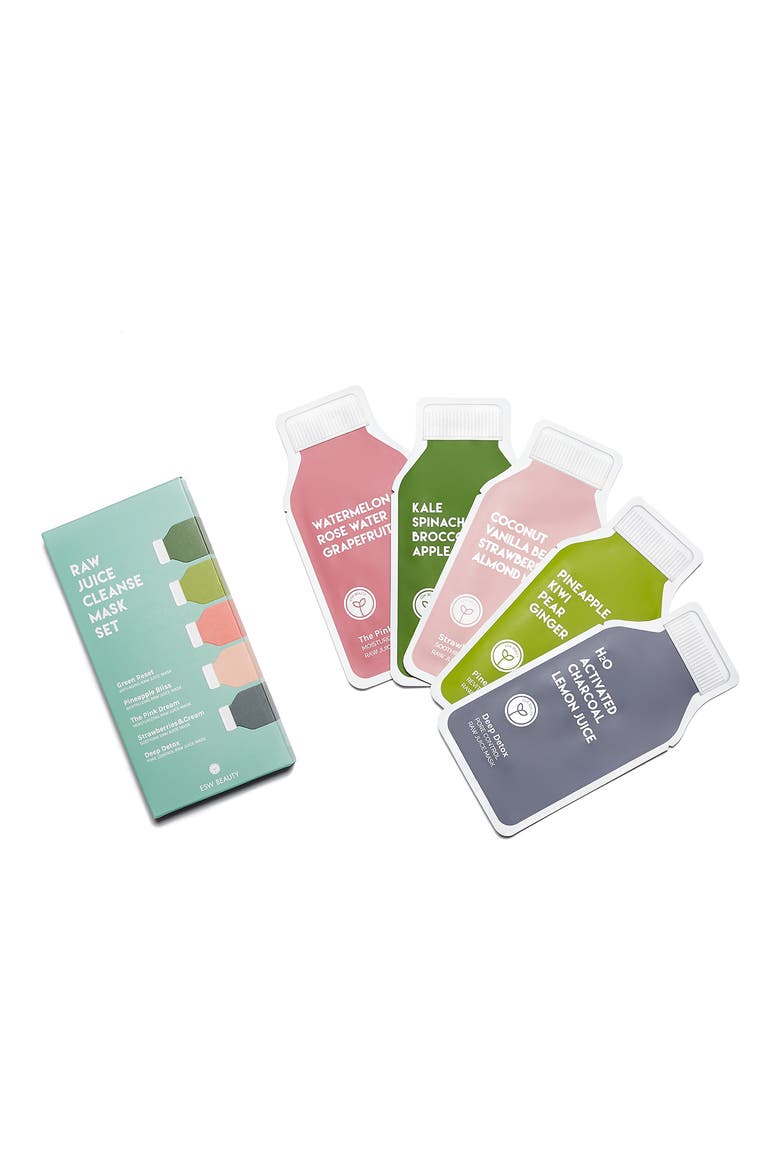 5-Pack Raw Juice Cleanse Sheet Mask Set, Main, color, MULTI