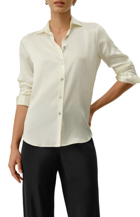LILYSILK Women's Spread Collar Silk Shirt