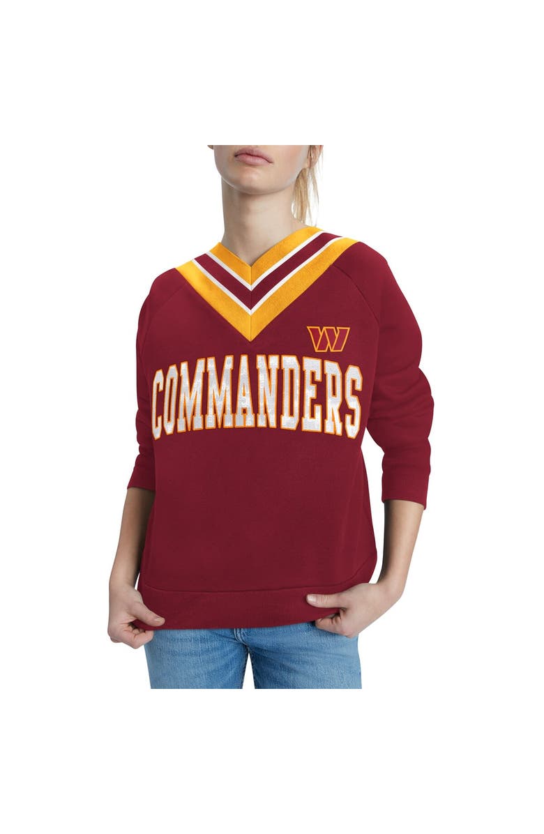 Tommy Hilfiger Women's Tommy Hilfiger Burgundy Washington Commanders Heidi V-Neck Pullover Sweatshirt, Alternate, color, 