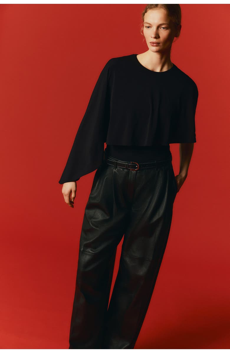 H&M Cape-detail Top, Alternate, color, Black