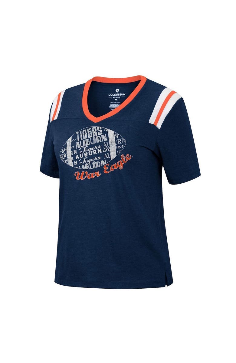 COLOSSEUM Women's Colosseum Heathered Navy Auburn Tigers 15 Min Early Football V-Neck T-Shirt, Alternate, color, 