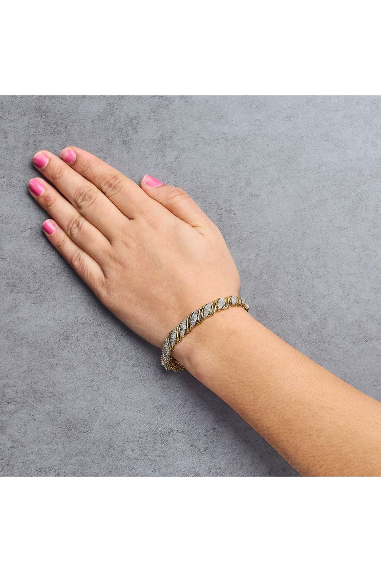 10K Yellow Gold 2.0 Cttw Diamond S-Link Twist Design Link Bracelet, Alternate, color, Yellow Gold