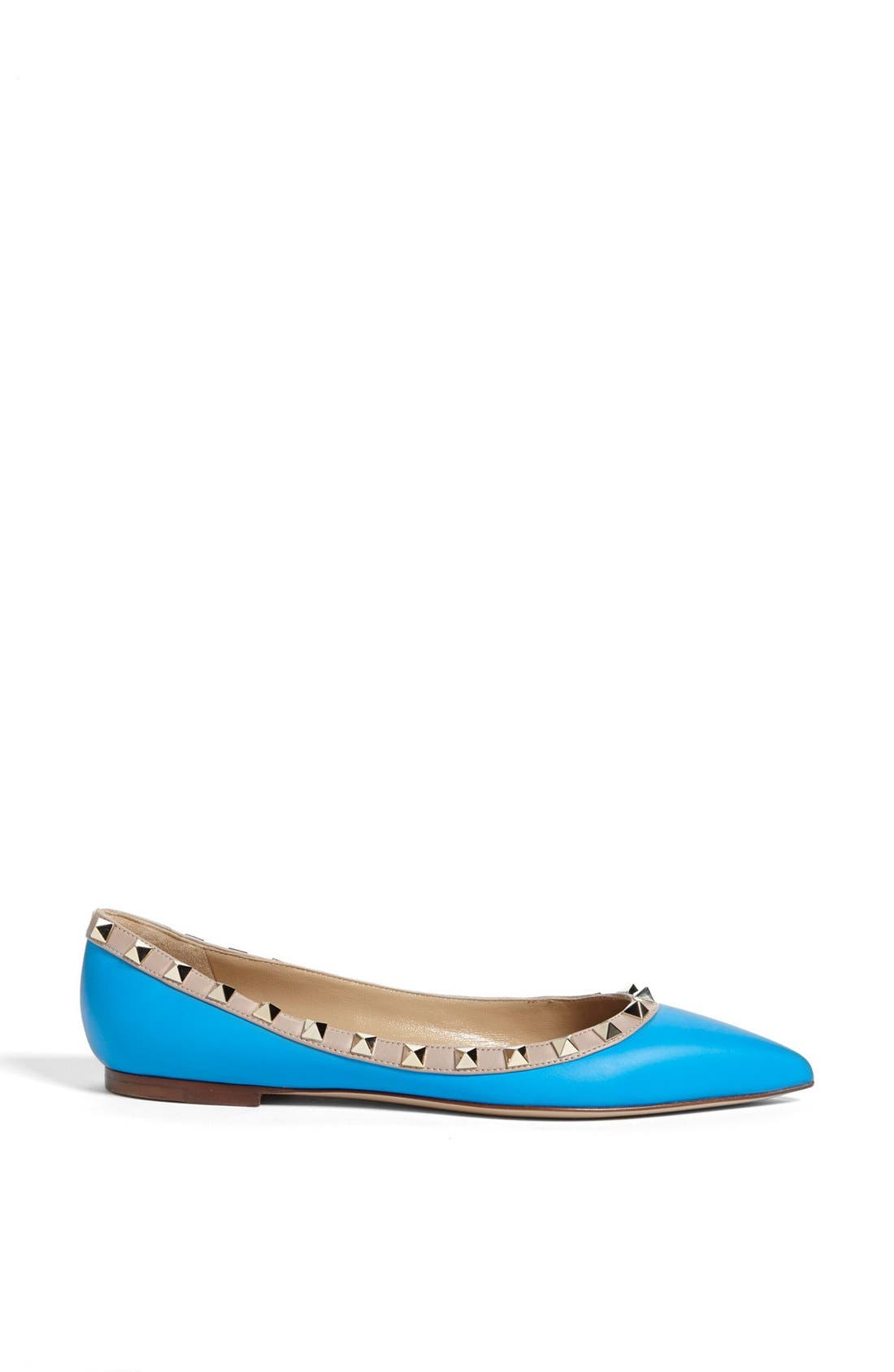 Valentino 'Rockstud' Ballerina Flat, Alternate, color, BLUE