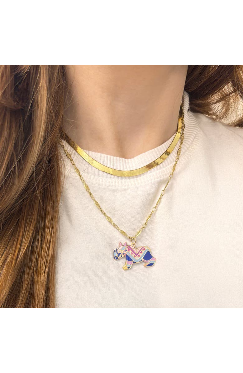 The Lovery Fine Jewelry Multicolored Enamel Rhino Charm, Alternate, color, Multicolored Enamel