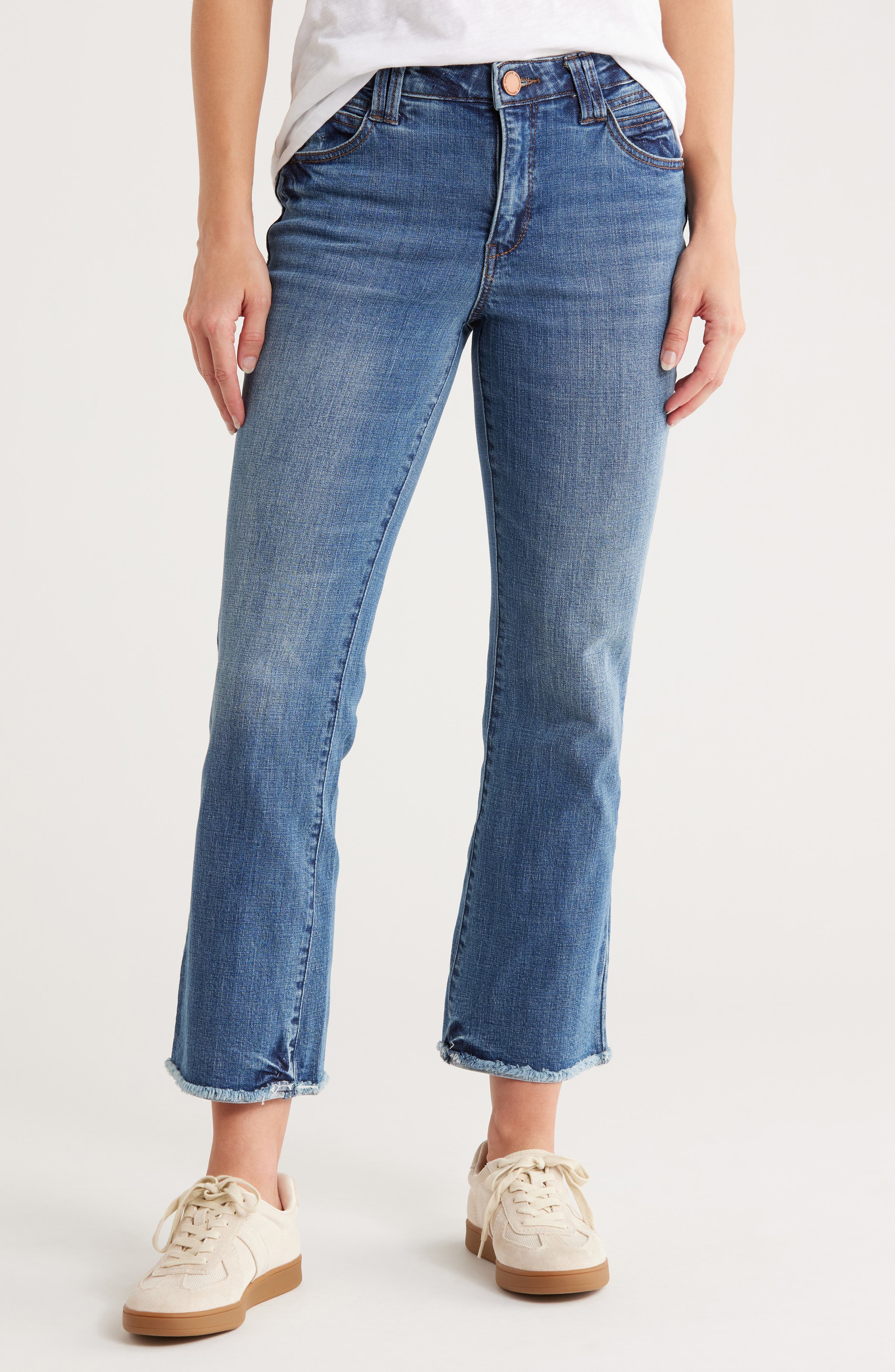 Democracy Fray Hem Crop Flare Leg Jeans