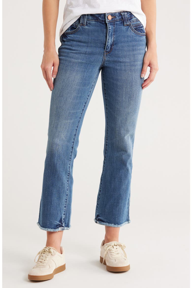 Fray Hem Crop Flare Leg Jeans, Main, color, MID BLUE ARTISANAL