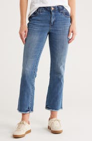Democracy Fray Hem Crop Flare Leg Jeans
