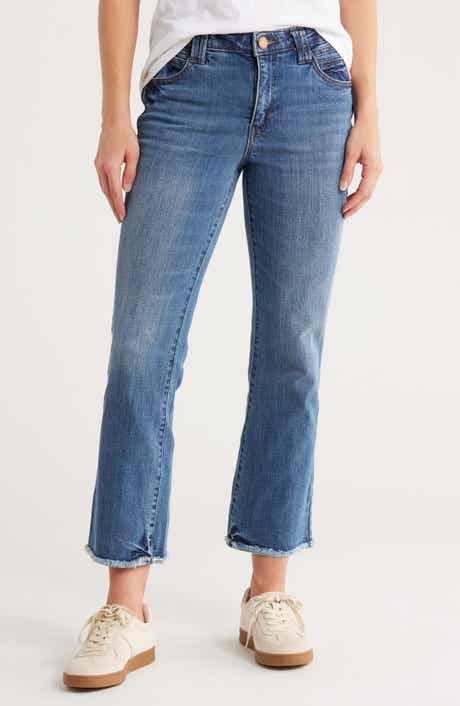 Democracy Fray Hem Crop Flare Leg Jeans