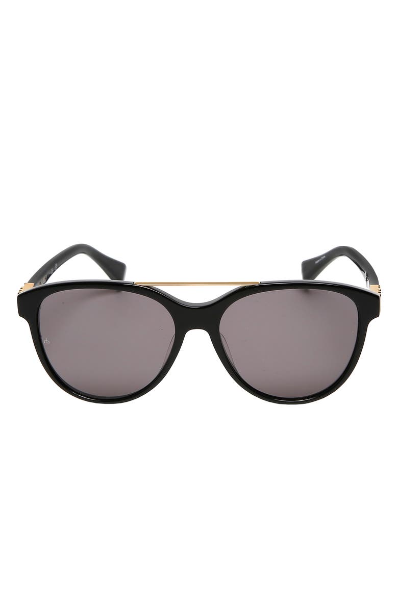 rag & bone 54mm Pilot Sunglasses, Main, color, Shiny Black / Smoke Lenses