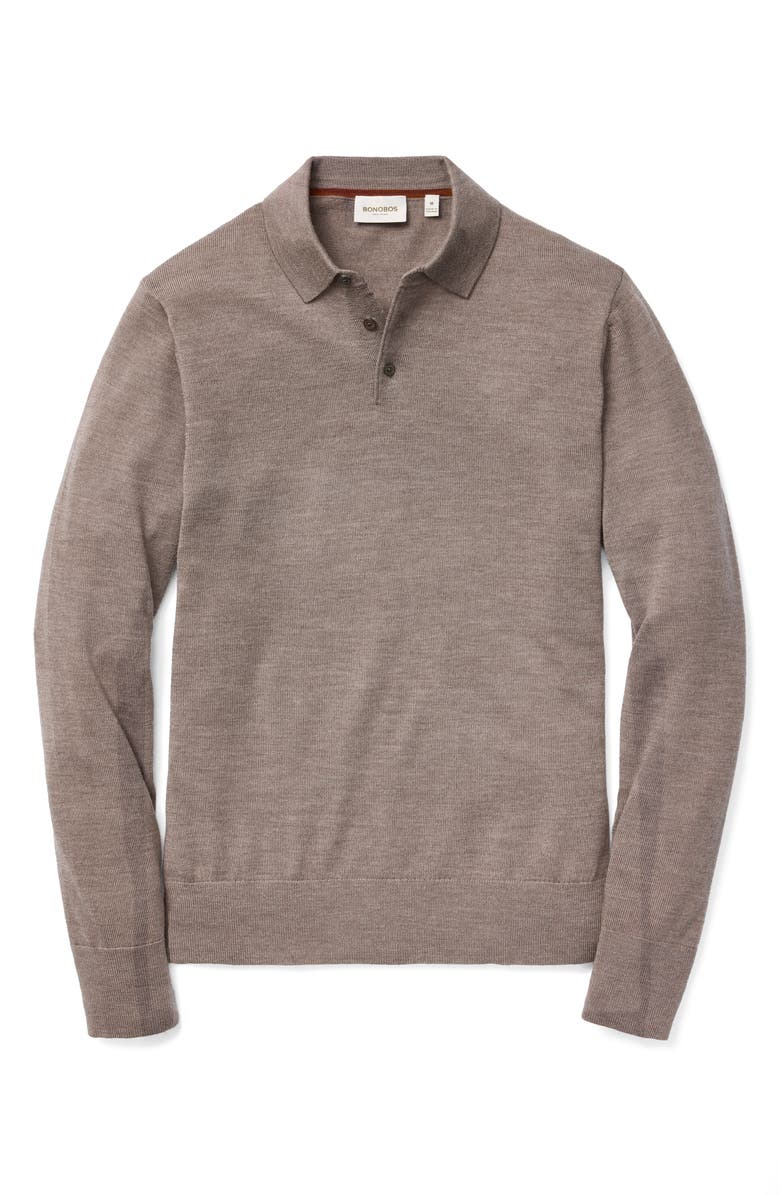 Bonobos Long Sleeve Merino Wool Polo Sweater, Alternate, color, Taupe Heather Ec15049